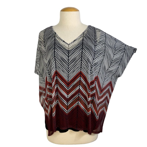 Lane Bryant 18/20 Geometric, Sheer Poncho and Attached Tank - Picture 2 of 8